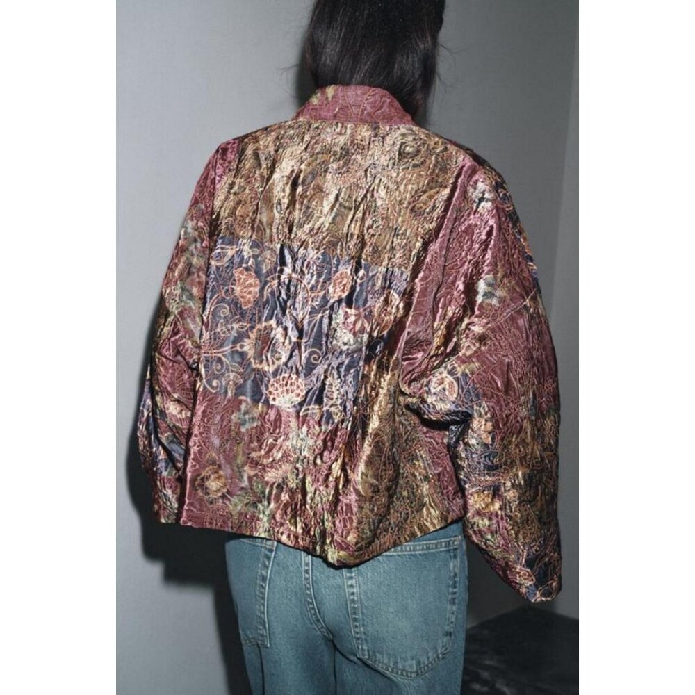 ZARA FLORAL PRINT VELVET KIMONO - Picture 4 of 7